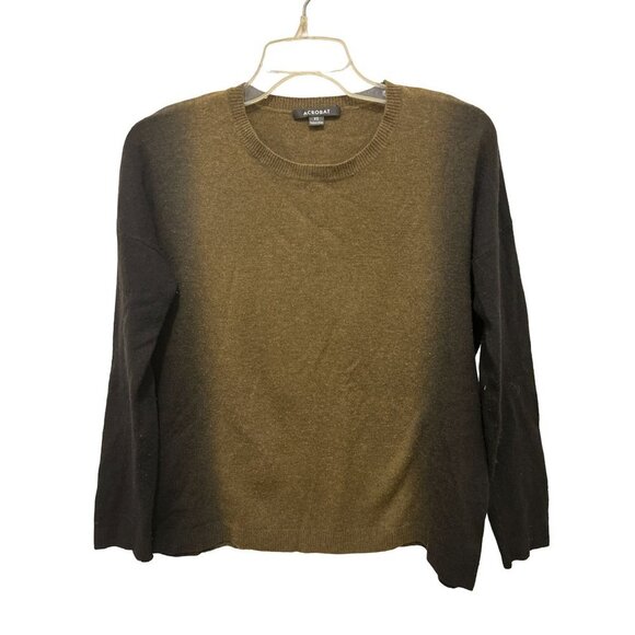 Women's XSmall ACROBAT Sweater Wool Brown Beige Color-block Crewneck - Picture 1 of 7